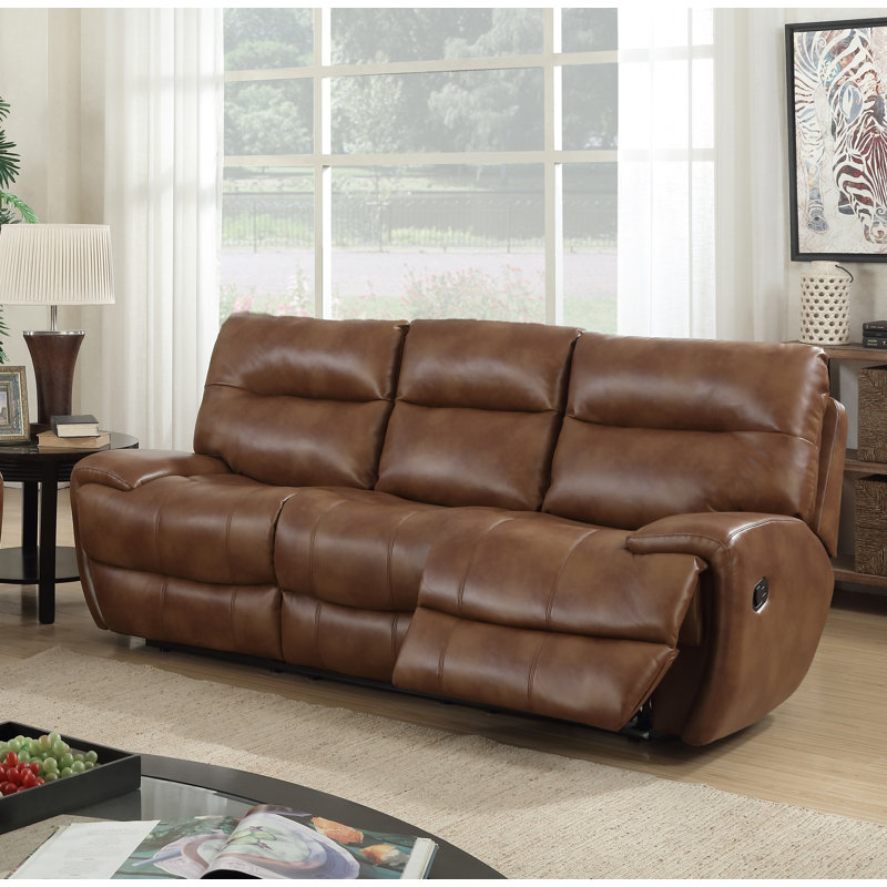 Faux Leather Reclining Sofa, Brown