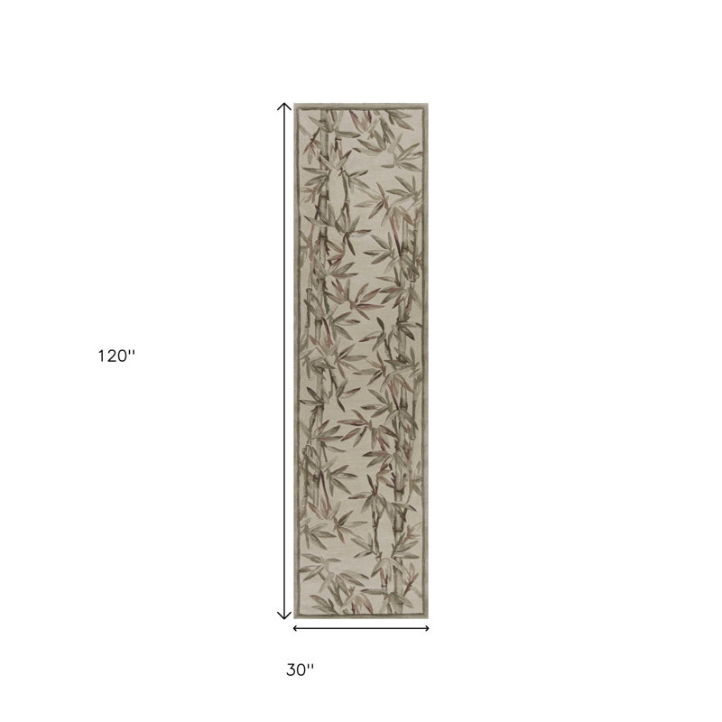 Tapis de couloir d'intérieur en laine 2 pi x 10 pi ivoire