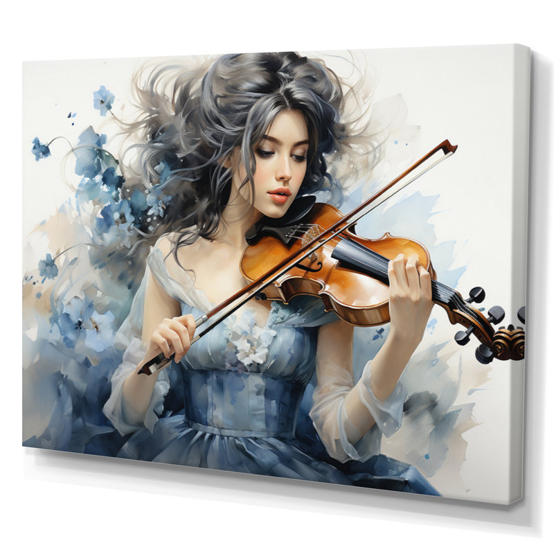 «Blue Grey Music Classical Elegance», reproduction sur toile encadrée, H 12 po x l 20 po x P 1 po, Toile tendue