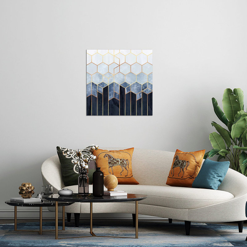 «Soft Blue Hexagons» par Elisabeth Fredriksson - impression sans cadre, H 24 po x l 24 po x P 0,25 po