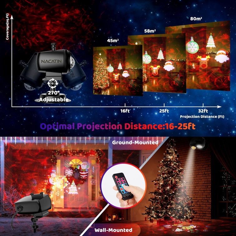 Christmas Snowfall Light Projector, LED Snow Lights with Remote Control  Holiday Light Rotation for Valentines Day Christmas Halloween Holiday Party