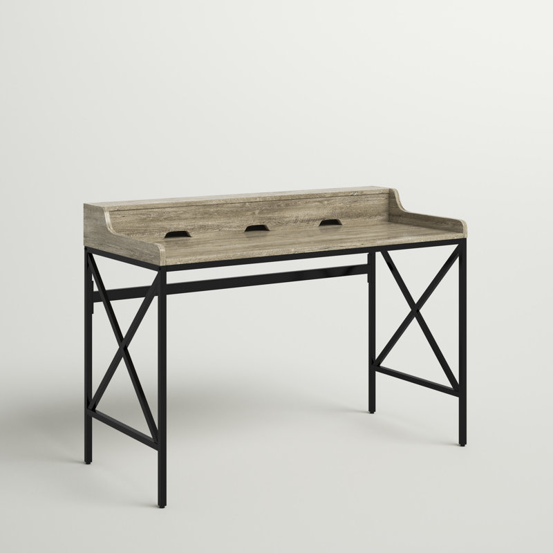 Ciel Metal Base Writing Desk with Power Outlet