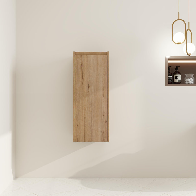 Rangement mural flottant simple pour salle de bain 12 po Travus avec 1 tablette Travus, Imitation de chêne