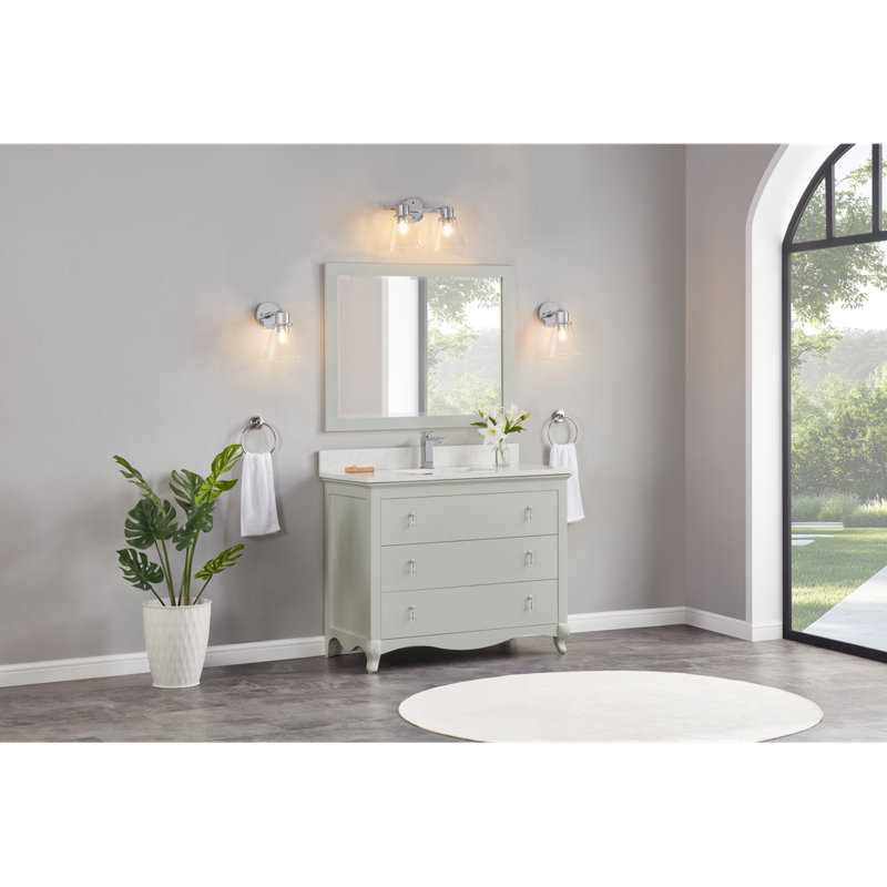 42" Cadet Finish Solid Wood Sink Vanity  With 1' Artificial Stone Top, Silver