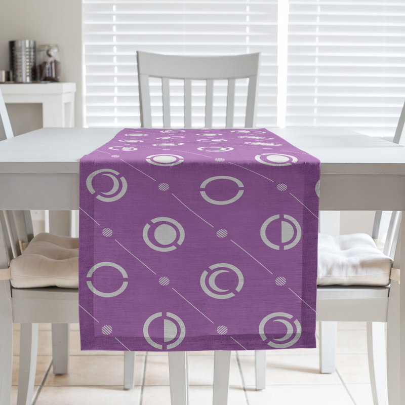 Classic Moon Phases Table Runner, 16" x 90", Light Violet/White