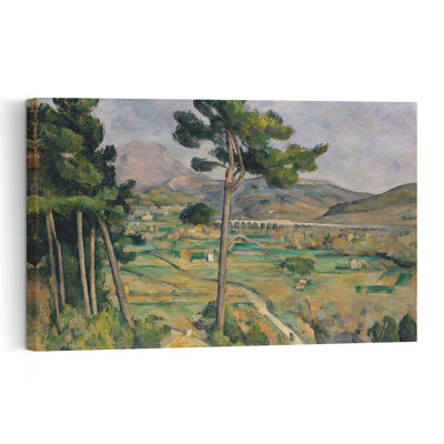 Mont Sainte-Victoire et le viaduc de la vallée de l'Arc, vers 1885-1887. Estampe murale abstraite contemporaine représentant un paysage de montagne.