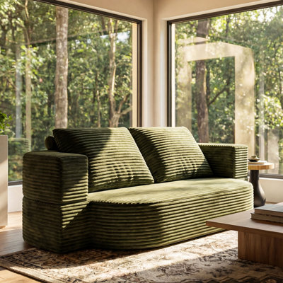78.7" Floor Sofa, Folding Sleeper Couch, Futon Loveseat Sofa, Plush Corduroy Foam-Filled Sleeper Couch Bed, Fold Mattress Bed For Living Room, Guest Use, Office, Apartment