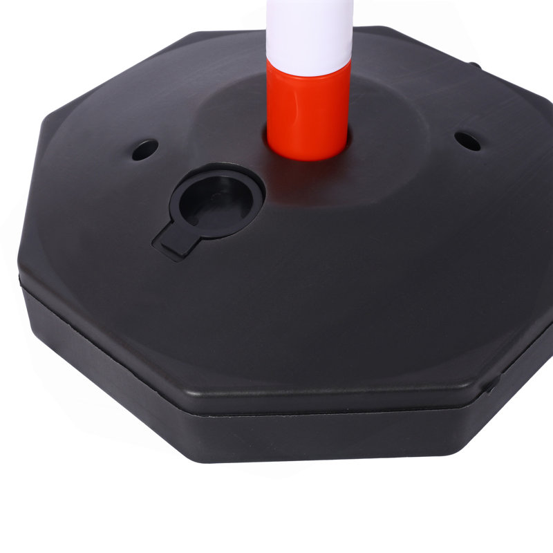 Paquet de 4 cônes de poteau de circulation avec base remplissable, barrière de sécurité en plastique réglable avec chaîne en plastique de 5 pi, support extérieur et intérieur pour contrôle du trafic et avertissement