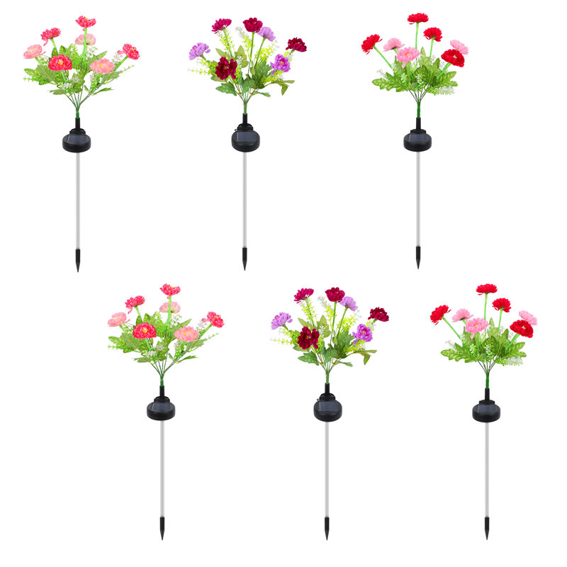 Ensemble de 6 guirlandes de fleurs solaires à 7 têtes (rouge / rose / mauve)