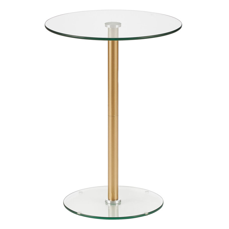 Clear Glass Top Round Metal Accent Side Table