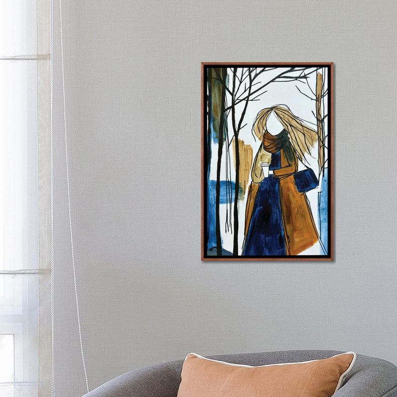 With Morning Coffee - reproduction d'art murale - toile encadrée, Brun, Impression sur toile flottante sans passe-partout