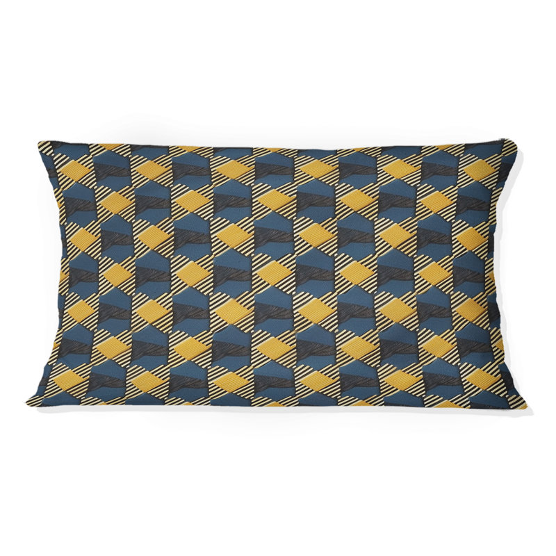 Coussin jaune moderne Modern Houndstooth II