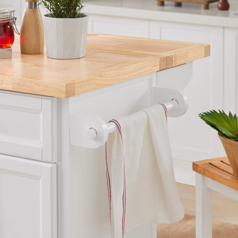 Lockaby Kitchen Island, White, Manufactured Wood