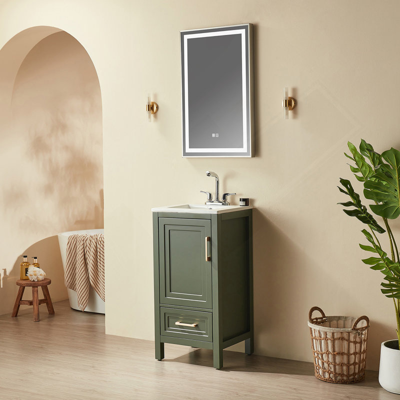 Meuble-lavabo simple autoportant de 18 po avec plateau entièrement assemblé