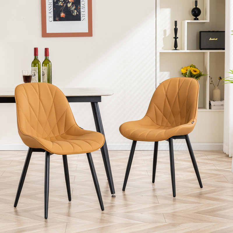Chaise d'appoint rembourrée en similicuir Chardee, Tanné