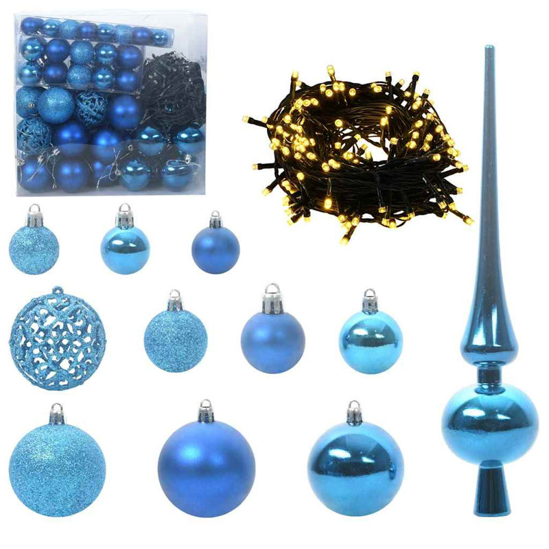 Christmas Bauble Set with 300 LEDs 120 pcs Plastic, Blue