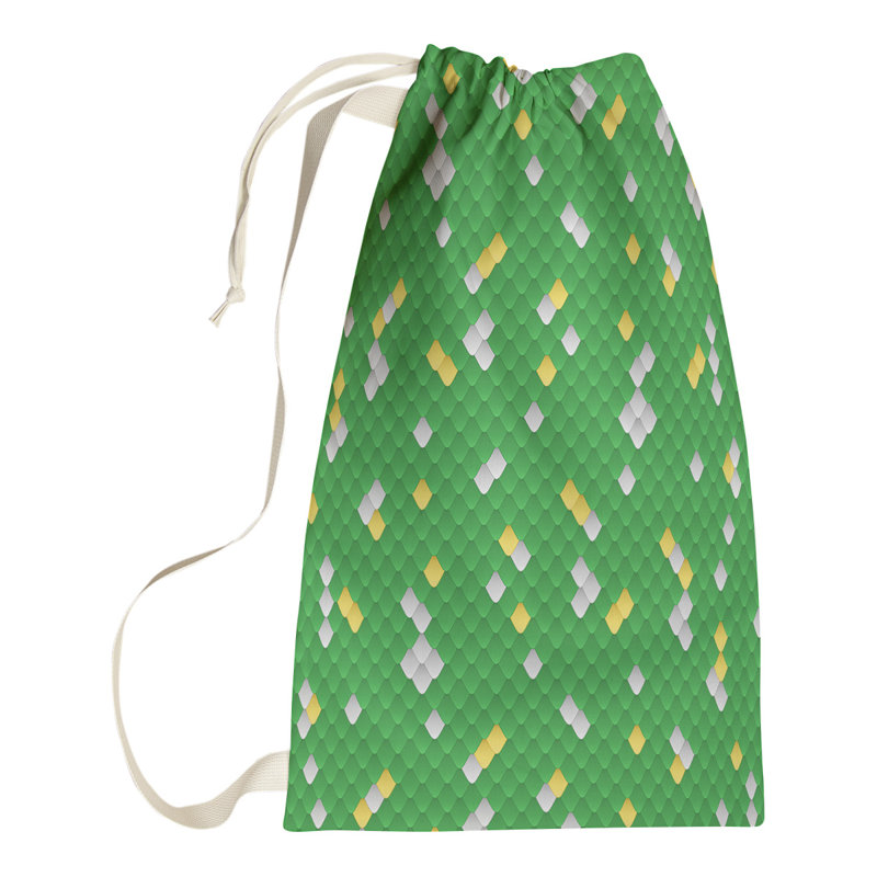 Mcguigan Fabric Laundry Bag with Handles, Small (29" H x 18" W x 1.5" D), Green/Yellow