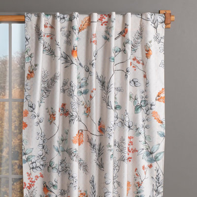 Maison d' Hermine Curtains for Living Room 100% Cotton 84 inch Length One Panel Light Filtering Curtains for Windows with Rod and Loop Pockets Valentines Day Gifts (Whitish Shabby Chique, 50"W x 84"L)