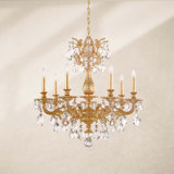 Milano 7 Light 27in x 28.5in Chandelier in Heirloom Gold with Clear Heritage Handcut Crystals