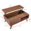 Table basse à plateau relevable en noyer de 39,37 po, table basse multifonctionnelle avec rangement dissimulé et tablette ouverte pour le salon