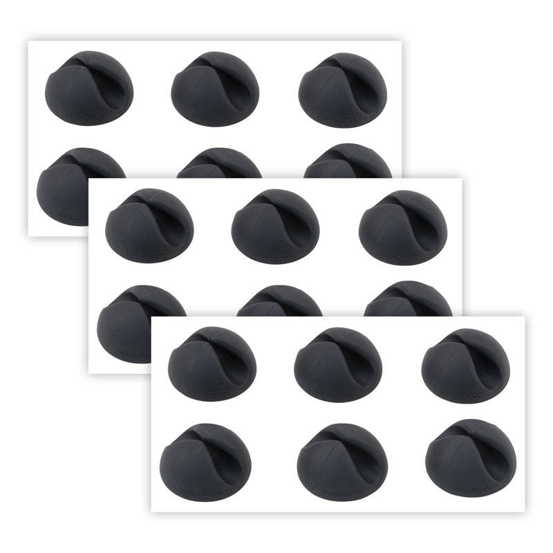Advantus Bluelounge® Cabledrops Cord Management, Black, 6 Per Pack, 3 Packs