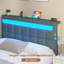 Ottoman Bed Frame with Charging Station & LED Lights, Upholstered Platform Bed frame with Under-bed Storage and Storage Headboard, No Box Spring Needed-1123241518-1123241519