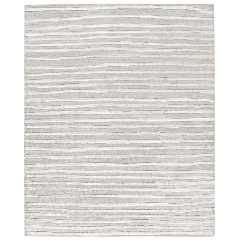 Tapis gris en viscose tissé à la main 8 pi x 10 pi