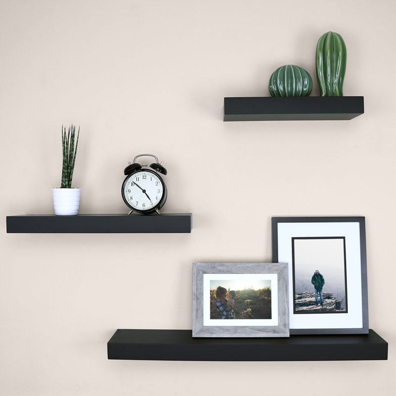 Chelsea 3 Piece Floating Shelves Set, Black