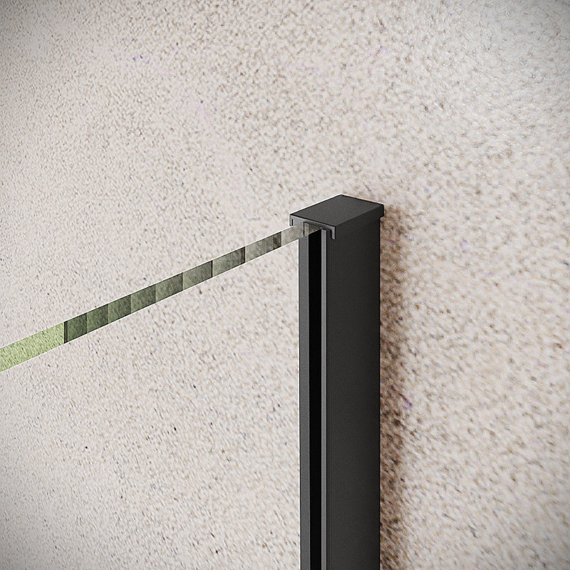 Mucone 34'' x 76'' Semi-Frameless Fixed Panel with CrystalTech Treated 5/16'' Tempered, Clear Glass, Matte Black Hardware