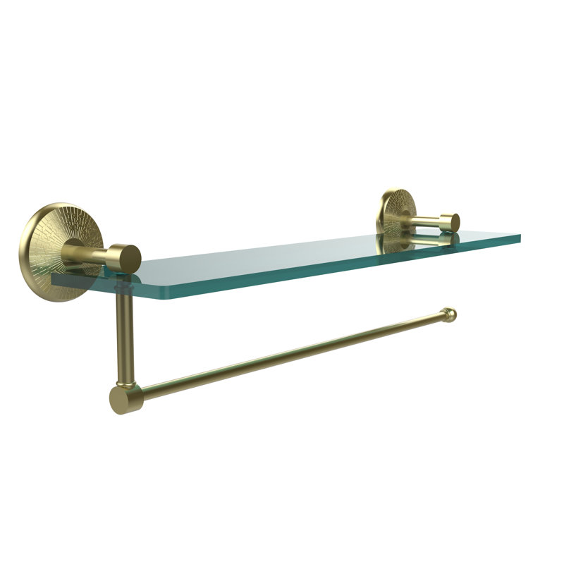 Marchmont Bracket Shelf with Towel Bar, Satin Brass,  5" H x 16" W x 5" D