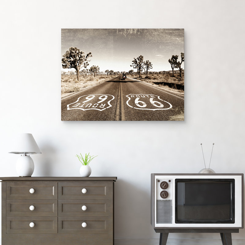 Vintage Road Trip Route 66 - impression sur toile tendue