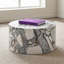 Table basse cylindrique texturée en marbre avec bords arrondis et patins antidérapants, table d'appoint en bois aggloméré à motif de pierres grasses-126626967