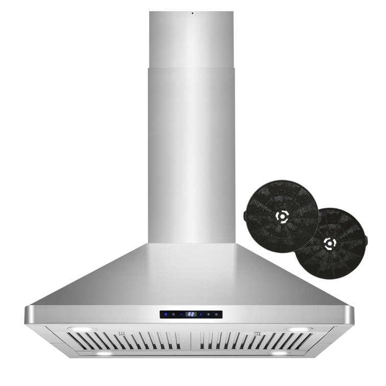 30 in. Ductless Island Range Hood in Stainless Steel with LED Lighting and  Carbon Filter Kit for Recirculating