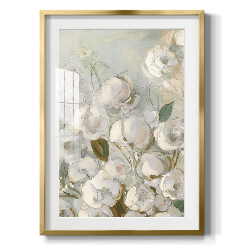 Impasto II, reproduction encadrée, Papier avec cadre doré, Blanc