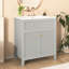 Meuble-lavabo gris avec lavabo en céramique - Design contemporain, fabrication en bois massif, armoire de rangement pratique de 30 po gris moderne, construction, espace dissimulé