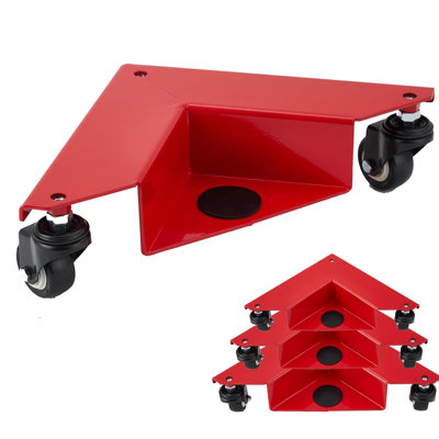 Set Of 4 Desk Cabinet Corner Mover Dolly With 3 Wheels,1380lbs Capacity 