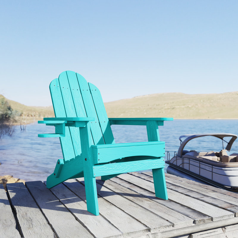 Emerico Foldable Outdoor Adirondack Chair, Aruba Blue