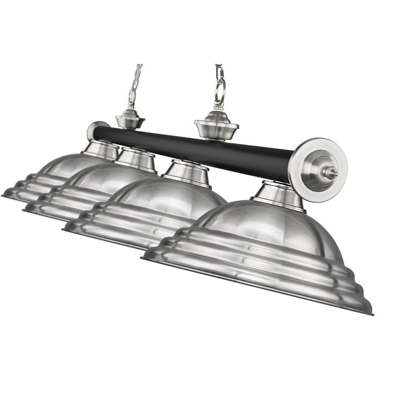 Matte Black and Brushed Nickel 4-Light Billiard Chandelier
