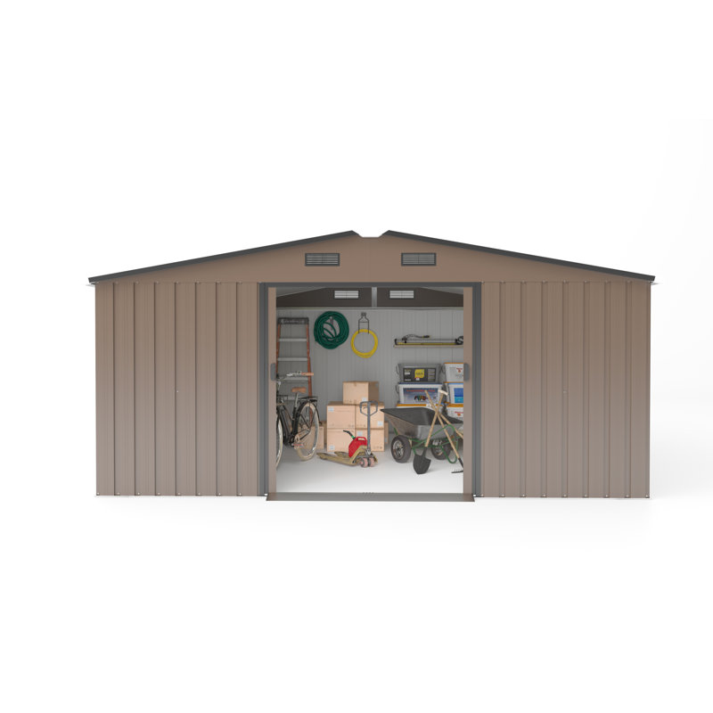 Remise en acier durable de couleur durable avec deux lanterneaux, parfaite pour la vie moderne, idéale pour la maison et les espaces commerciaux