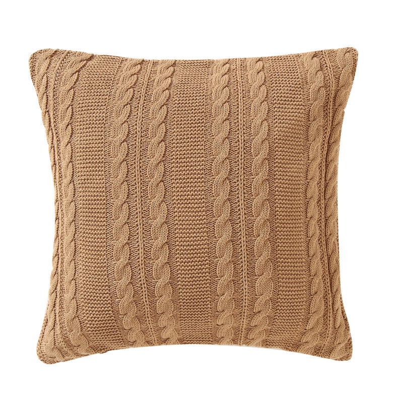 Dublin 18" x 18" Cable Knit Rectangular Decorative Pillow, Camel