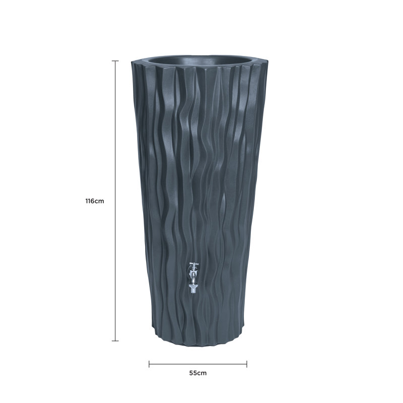 Ivy Bronx 160L Polyethylene Plastic Planter Rain Barrel and Hose