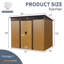 Rangement extérieur en métal de 8 pi x 6 pi avec portes coulissantes verrouillables et plaque transparente pour le jardin-129466293