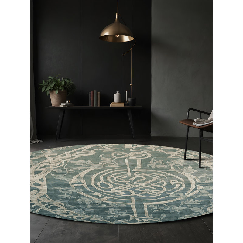 Tapis gris lavable à la machine, Rond 4 pi