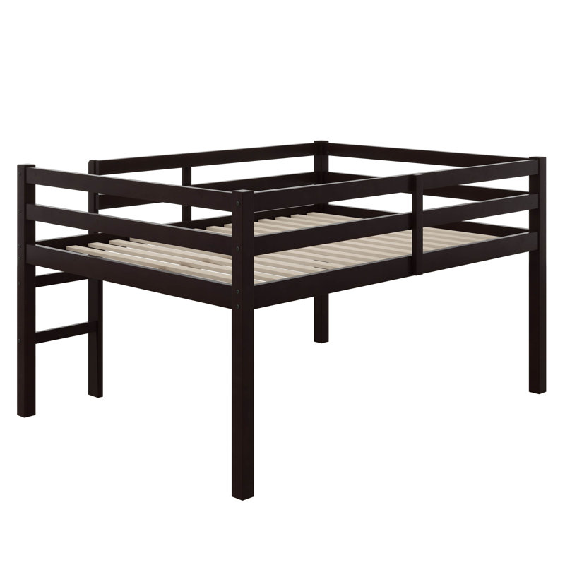 Lit mezzanine compact pleine grandeur avec marches, Espresso