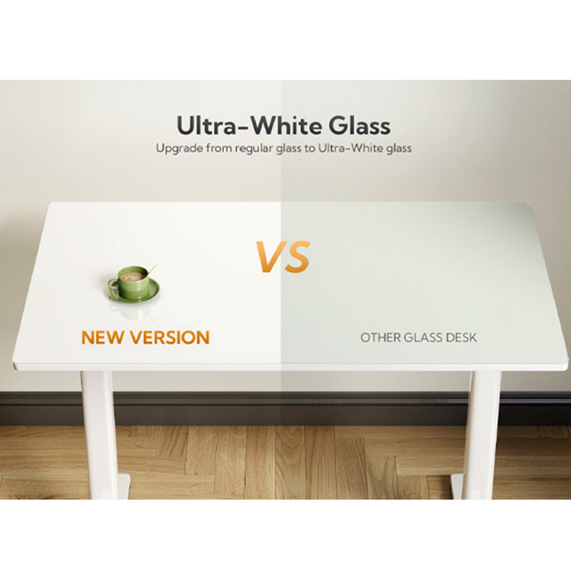 48 Inch Electric Glass Standing Desk, Adjustable Height ,Quick Install Home Office Computer Desk, Stand Up Desk