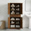 Armoire de rangement de 72 po de hauteur avec 4 portes en rotin, 1 tiroir et tablettes réglables, garde-manger, lin-1131910162