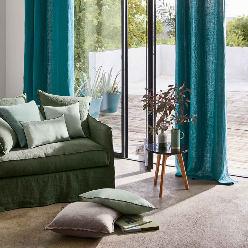 Nino Eyelet Semi Sheer Curtain, Blue, 135 x 280cm