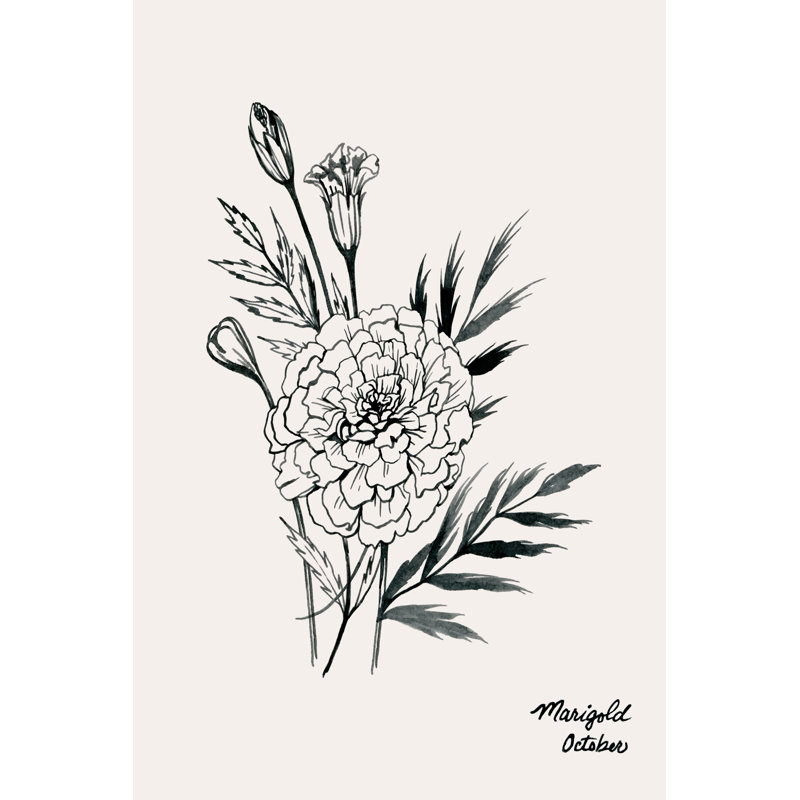 Annual Flowers X by Grace Popp - Painting, 46cm H x 30cm W, Black Floater Framed