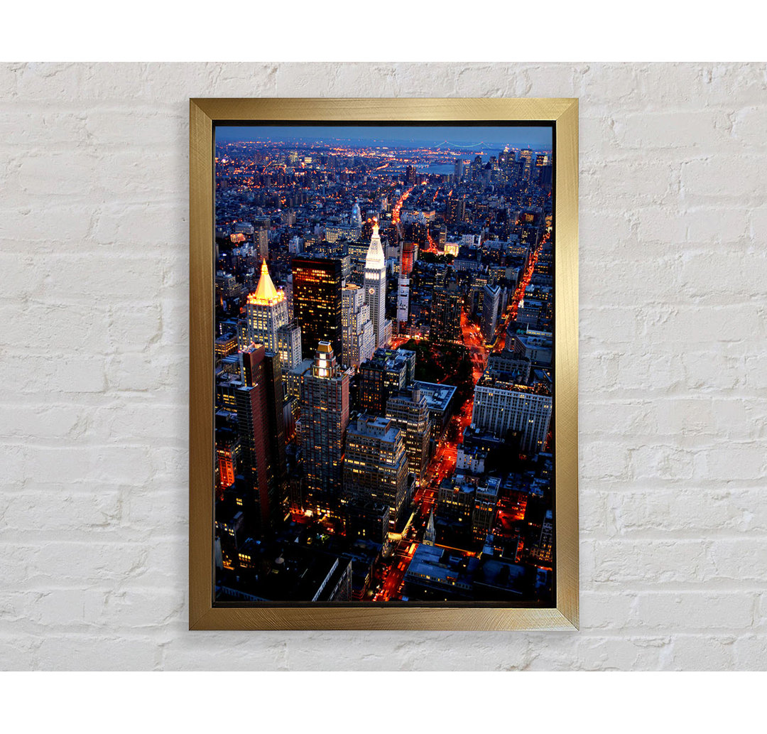 Nyc Ariel Ansicht Stadt Lichter - Druck