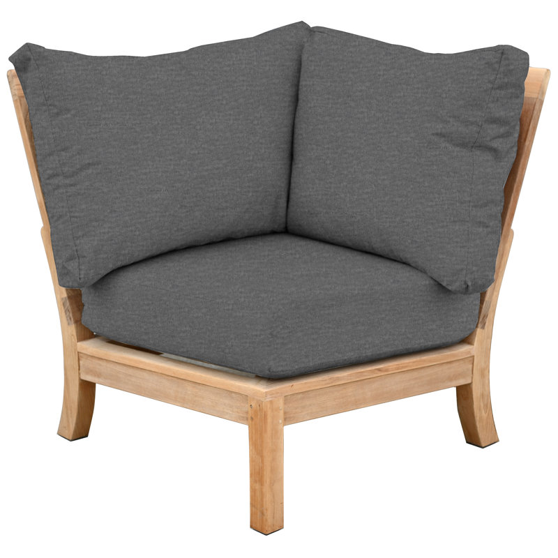 St. Lucia Teak Outdoor Sectional Corner Chair, Cast Charcoal Sunbrella®